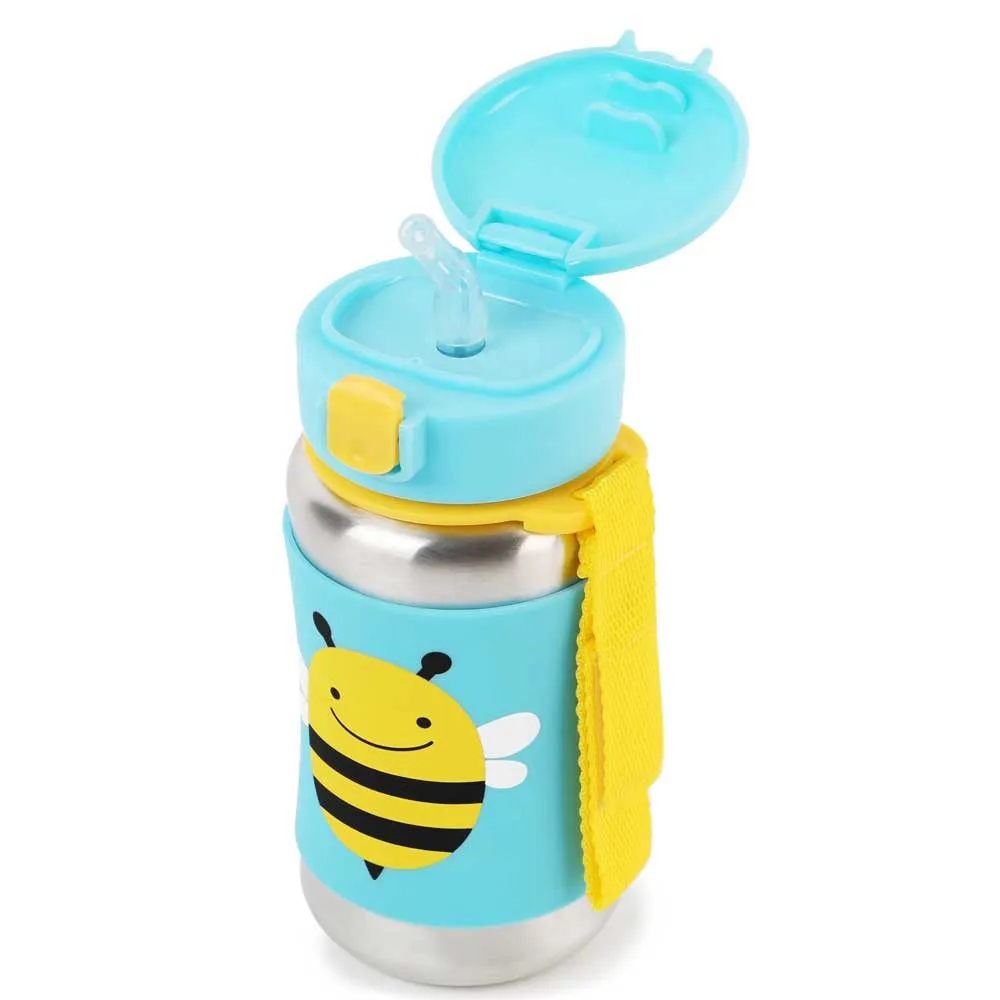 https://www.roshko.bg/media/catalog/product/cache/1/image/9df78eab33525d08d6e5fb8d27136e95/2/5/Skip Hop бутилка със сламка от неръждаема стомана пчеличката Бруклин 252514 - Skip Hop Zoo Stainless Steel Little Kid Straw Bottle.webp