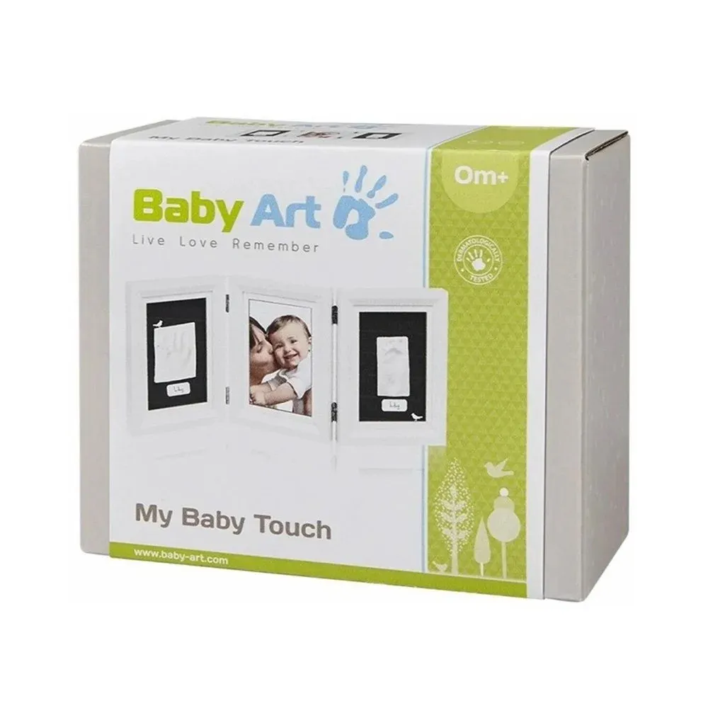 https://www.roshko.bg/media/catalog/product/cache/1/image/9df78eab33525d08d6e5fb8d27136e95/b/a/Baby Art дървена фото рамка от 3 части, за 2 отпечатъка и снимка My Baby Touch - бяла с бяло паспарту.webp