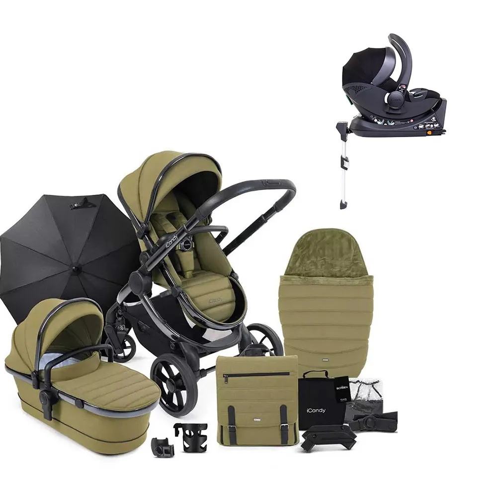 https://www.roshko.bg/media/catalog/product/cache/1/image/9df78eab33525d08d6e5fb8d27136e95/b/e/ количка iCandy Peach 7 Complete Bundle - Phantom-Olive Green и стол за кола Cocoon с ISOFix база.webp