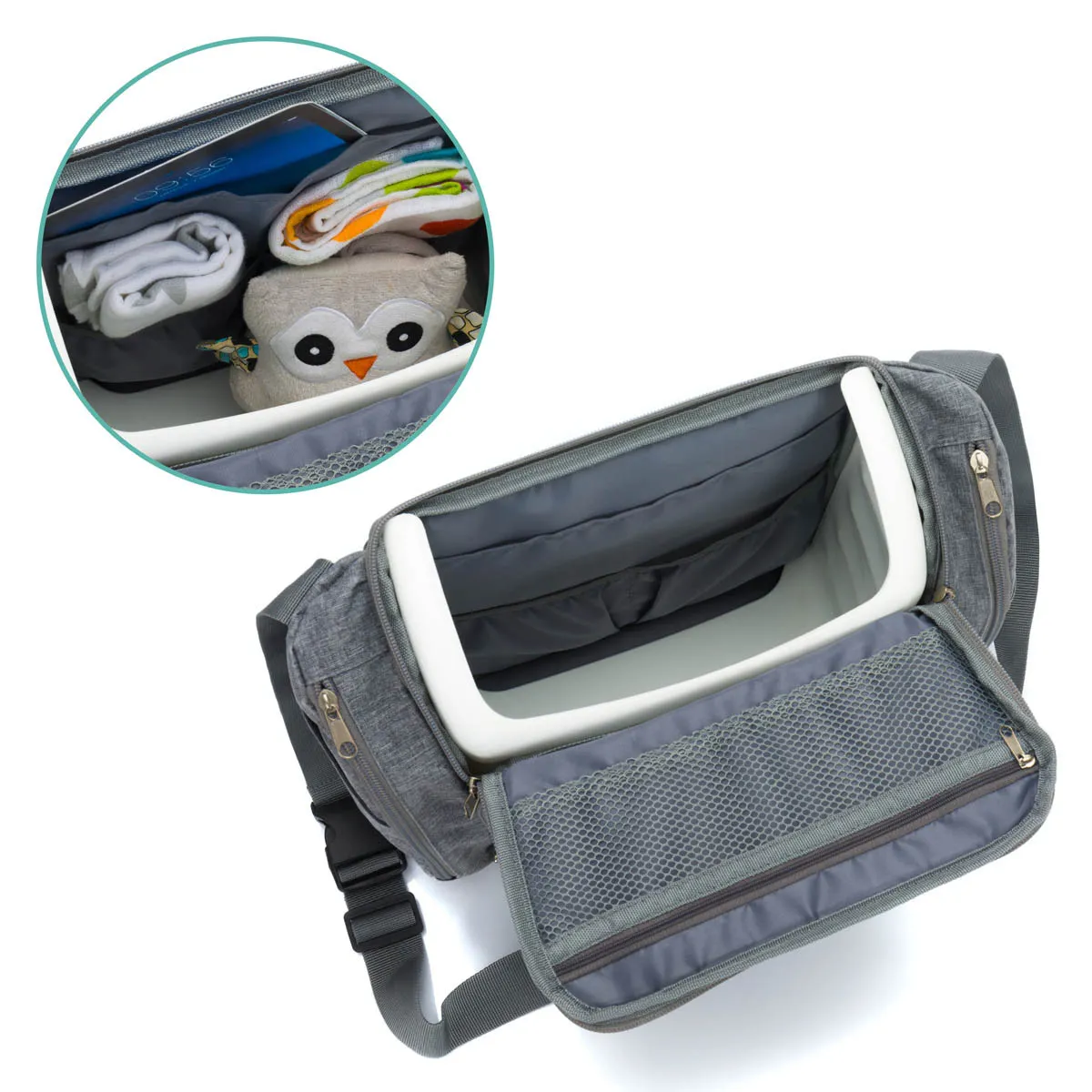 https://www.roshko.bg/media/catalog/product/cache/1/image/9df78eab33525d08d6e5fb8d27136e95/j/2/Fillikid чанта за количка и столче за хранене за път 2 в 1 - Grey Melange.webp