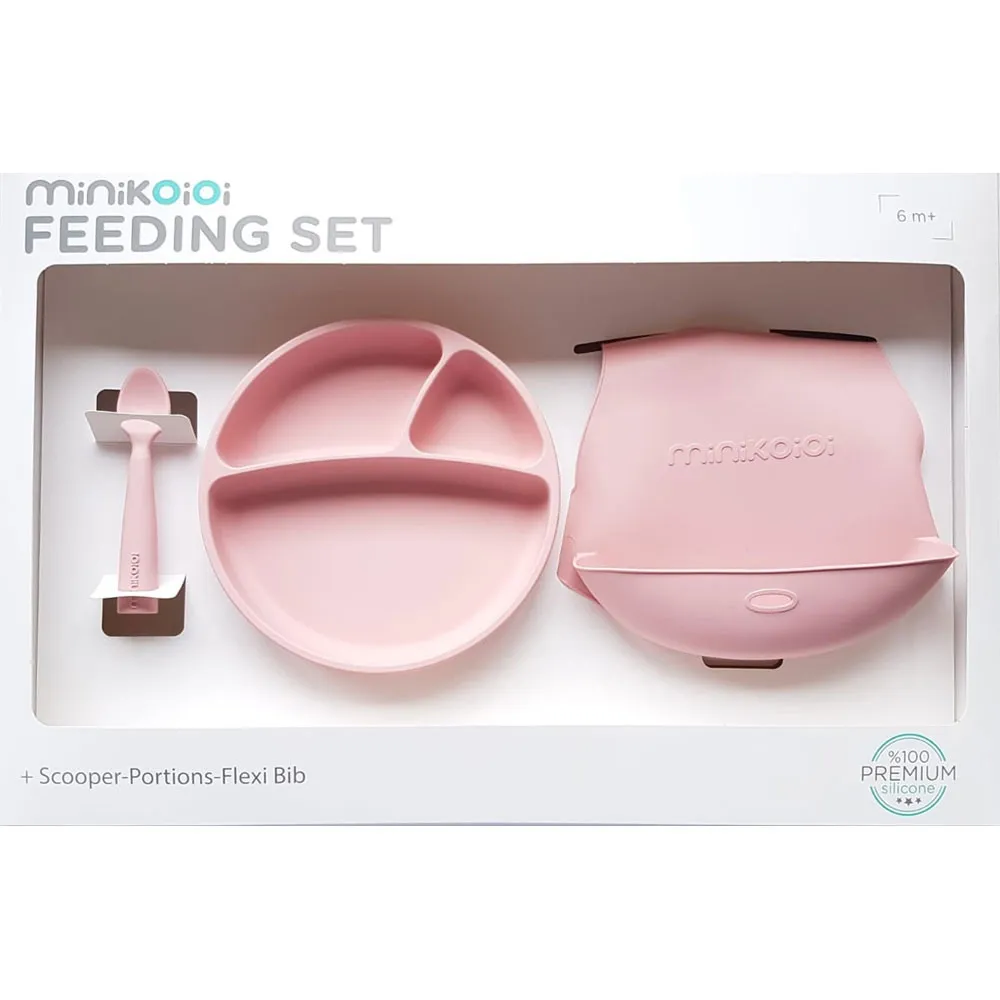 https://www.roshko.bg/media/catalog/product/cache/1/image/9df78eab33525d08d6e5fb8d27136e95/p/i/Minikoioi Feeding Set комплект за хранене - 100% силикон - 6 м+, Pink .webp