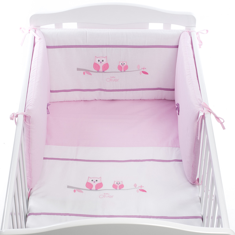 Baby Oliver Spalen Komplekt 3 Chasti Za Bebeshki Koshari Sweet Pink Owl Roshko