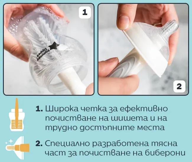 Четка за почистване на бебешки шишета и биберони