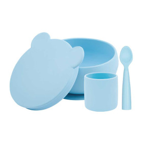 MinikOiOi BLW Set I бебешки силиконов комплект за хранене - Mineral Blue