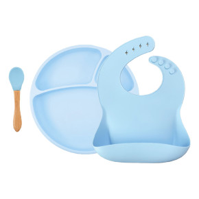 MinikOiOi BLW Set I бебешки силиконов комплект за хранене - Mineral Blue