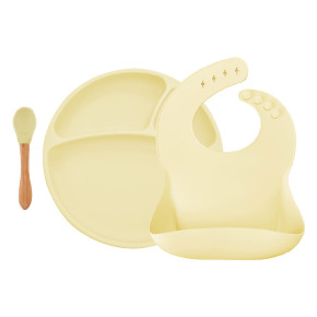 MinikOiOi BLW Set I бебешки силиконов комплект за хранене - Mellow Yellow