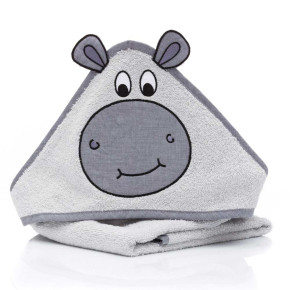 Fillikid бебешка хавлия с качулка (75x75 см) - Hippo