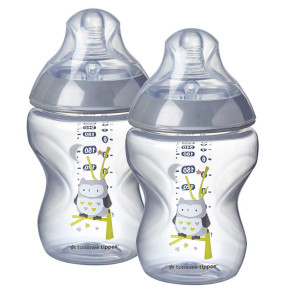 Tommee Tippee Шише за хранене Easi-Vent 260ml 0m+ 2 бр./оп. с декорация -бухал