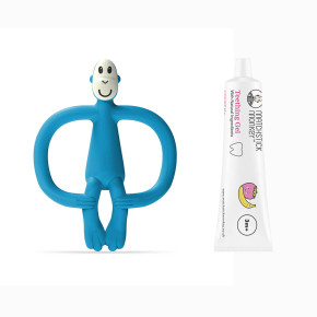 Matchstick Monkey Animal Teether чесалка с апликатор и гел за никнещи зъбки -Blue