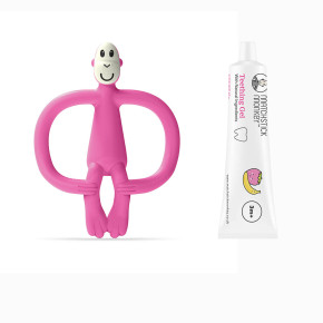 Matchstick Monkey Animal Teether чесалка с апликатор и гел за никнещи зъбки - Pink