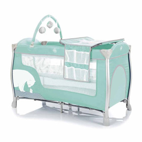Fillikid Travel Cot Mailand сгъваема кошара - 2 нива, 60/120 см - Polar Bear Mint