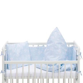 Fillikid Luxe спален комплект за кошара Nino 4 части - leaves light blue