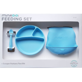 Minikoioi Feeding Set комплект за хранене - 100% силикон - 6 м+, Blue
