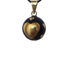 Bola медальон за бременни - Black with Gold Hearts
