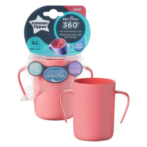 Tommee Tippee Easiflow 360 неразливаща се преходна чаша с дръжки 200 мл - розова Tommee Tippee Easiflow 360 неразливаща се преходна чаша с дръжки 200 мл - розова