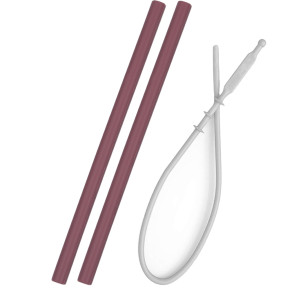 Minikoioi Flexi Straws силиконови сламки 2 бр. - Rose и четка