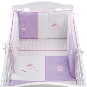 спално бельо за бебешки кошари Baby Oliver Lilac dream Bird