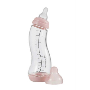 Difrax Natural S-образна стъклена бутилка 250 мл - Pink