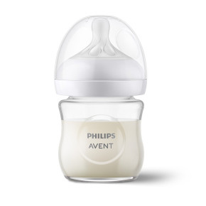 Стъклено шише Natural Response 120 мл с биберон без протичане Natural Response Поток 2, 0м+, Philips AVENT