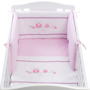 спално бельо за бебешки кошари Baby Oliver Sweet Pink Owl