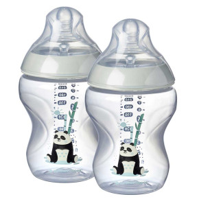 Tommee Tippee Шише за хранене Easi-Vent 260ml 0m+ 2 бр./оп. с декорация - панда