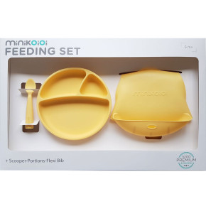 Minikoioi Feeding Set комплект за хранене - 100% силикон - 6 м+, Yellow