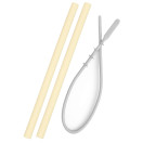 Minikoioi Flexi Straws силиконови сламки 2 бр. - Yellow и четка
